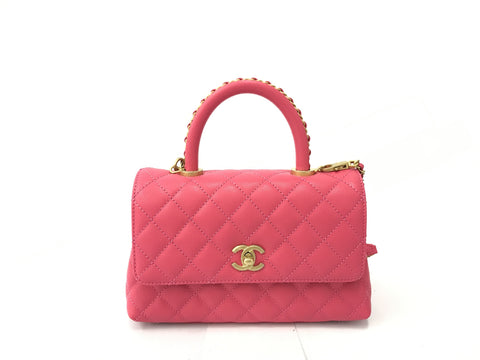 CHANEL Caviar Skin CHANEL Matelasse Caviar Skin Coco Handle Pink A92990 B10382 NM373 Handbag