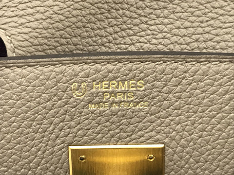 HERMES Birkin Birkin 30 Order Greasephalt Anemone Z Engraved Matte Gold Hardware Handbag