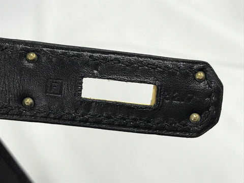 HERMES Kelly Kelly 28 box calf outer stitching G bracket black □F (2002) handbag