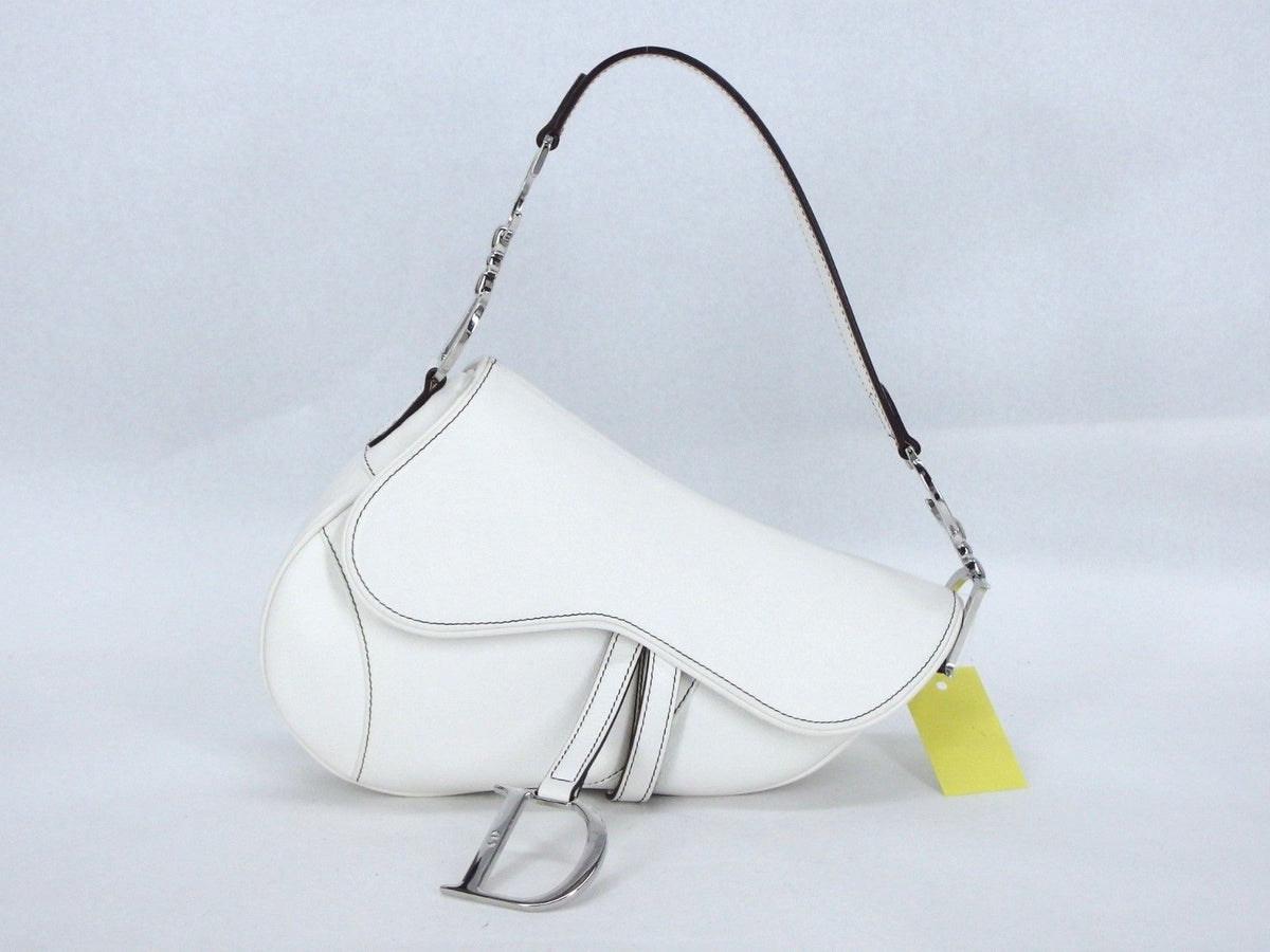 Dior Saddlebag Leather White Shoulder Bag