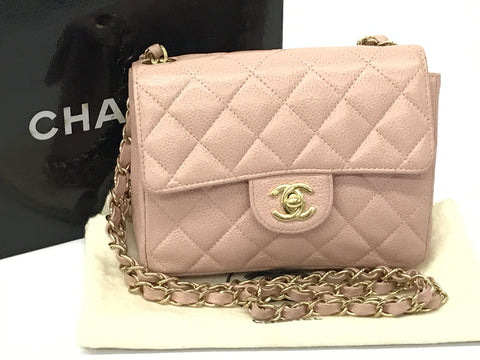 CHANEL caviar skin caviar skin mini matelasse chain shoulder bag pink 8th shoulder bag