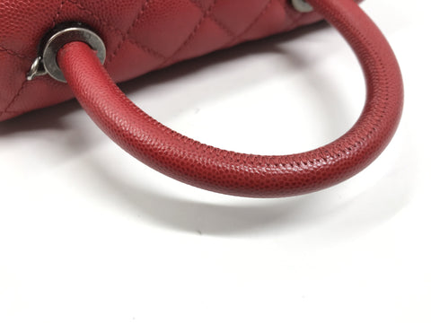 CHANEL Caviar Skin Top Handle Coco Handle XS Caviar Skin Red Handbag