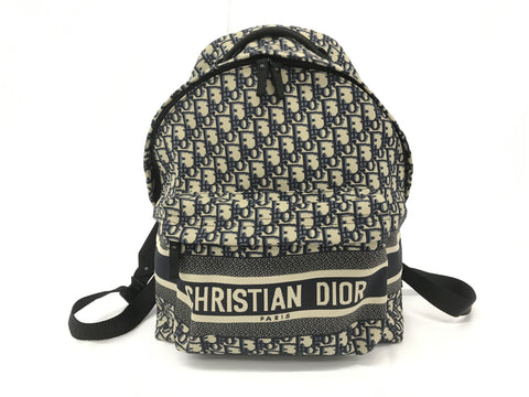 Dior Trotter Christian Oblique Jacquard Backpack/Rucksack Navy rucksack with papers