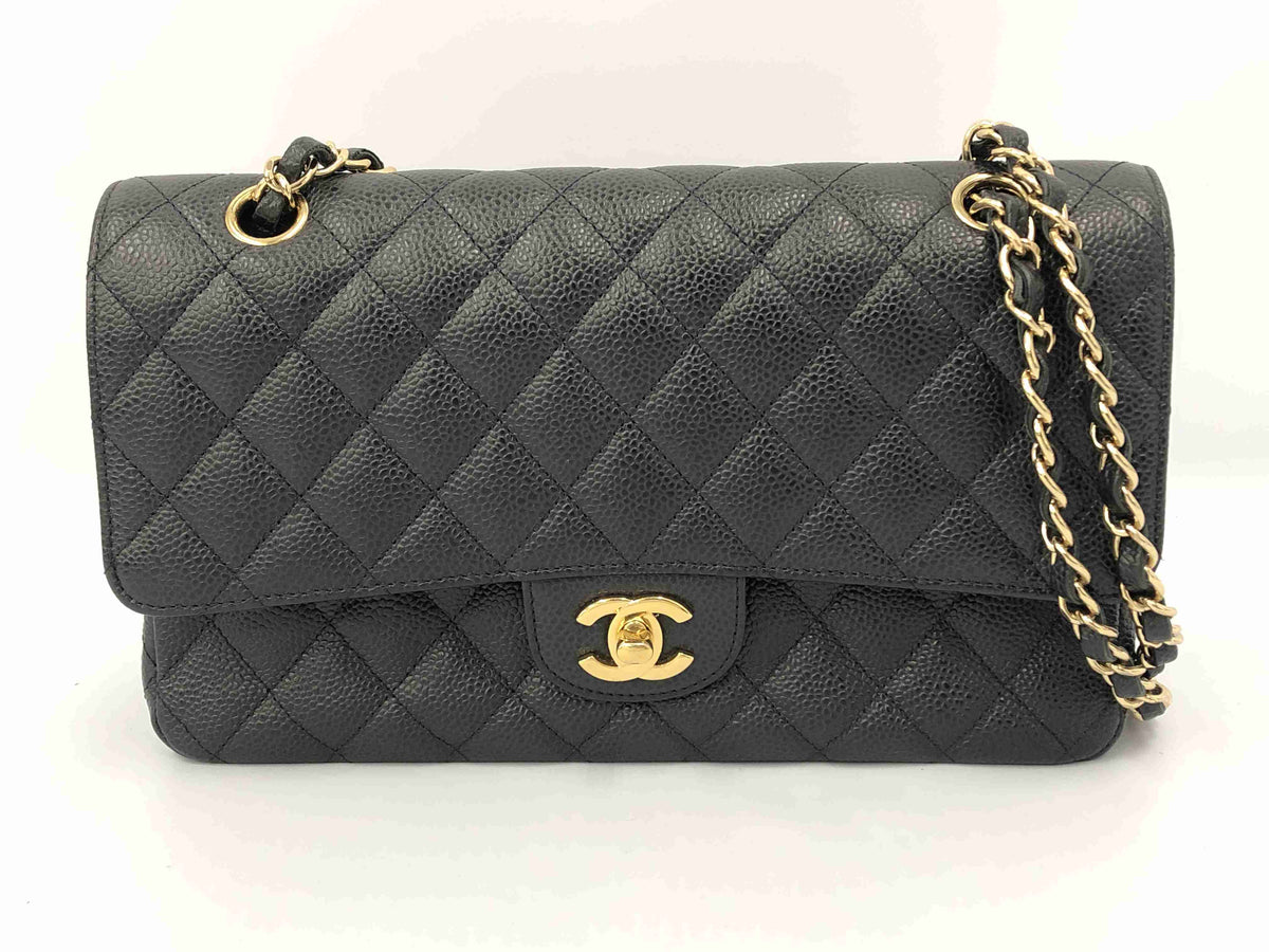 CHANEL caviar skin CHANEL caviar skin matelasse W flap chain shoulder bag GD metal fittings seal existence shoulder bag