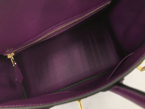 HERMES Birkin Birkin 25 Swift GD metal fittings purple Y carved seal handbag