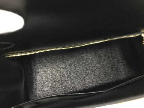 HERMES Kelly Kelly 28 box calf outer stitching G bracket black □F (2002) handbag