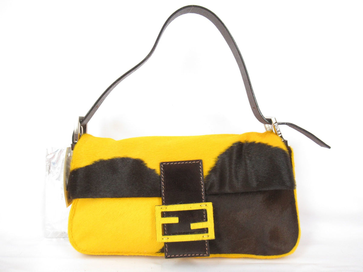 FENDI Mamma Mamma Harako Yellow Brown Handbag