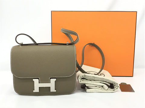 HERMES Constance Mini Etoupe Vaux Epsom Silver Metal Fittings U Engraved Shoulder Bag
