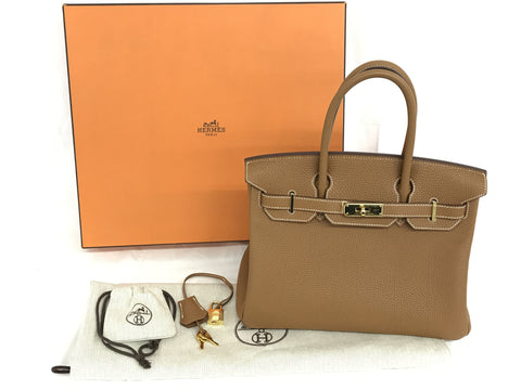 HERMES Birkin Birkin 30 Togo Gold GP L Handbag