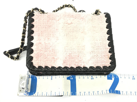 CHANEL CHANEL chain shoulder tweed X lamb pink x black GP shoulder bag