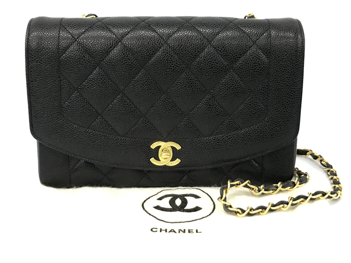 CHANEL Diana matelasse caviar skin chain shoulder 3rd level shoulder bag