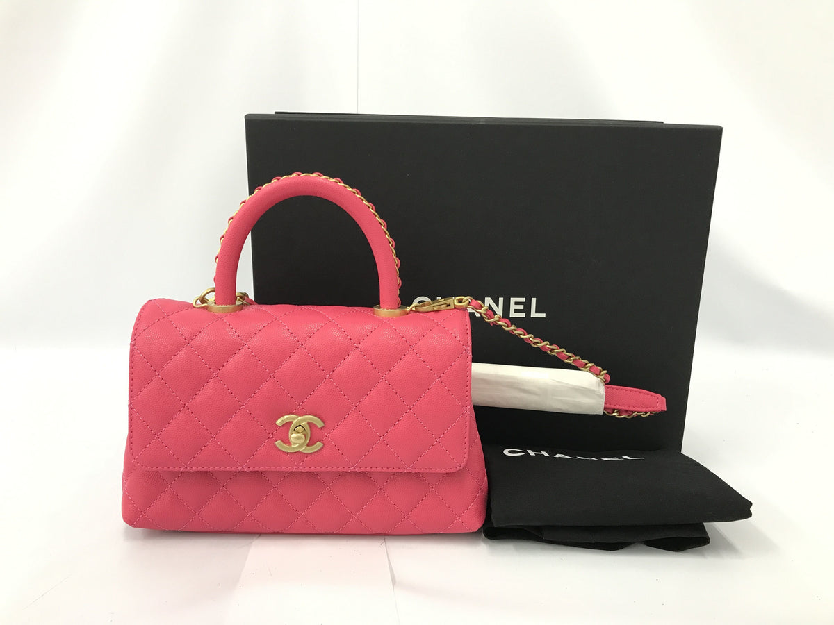 CHANEL Caviar Skin CHANEL Matelasse Caviar Skin Coco Handle Pink A92990 B10382 NM373 Handbag