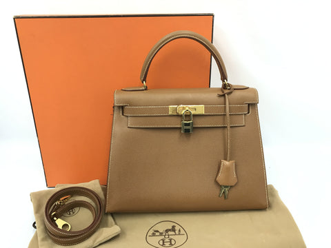 HERMES Kelly Kelly 28 Kushvel Gold GP □A handbag
