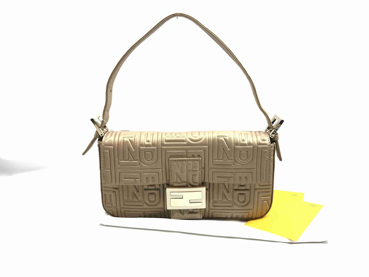 FENDI Mamma Mamma Bucket Zucca Leather Shoulder Bag Beige 8BR600 Shoulder Bag