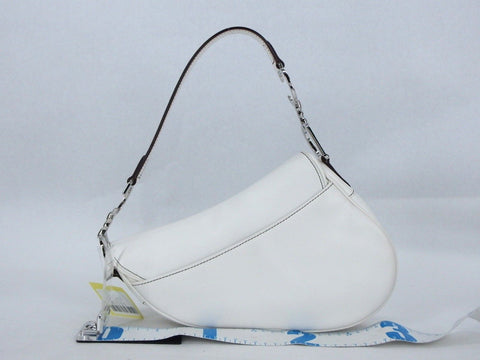 Dior Saddlebag Leather White Shoulder Bag