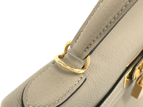 HERMES Kelly Kelly 28 Togo Tourtiere Gray GD Hardware C Engraved Handbag