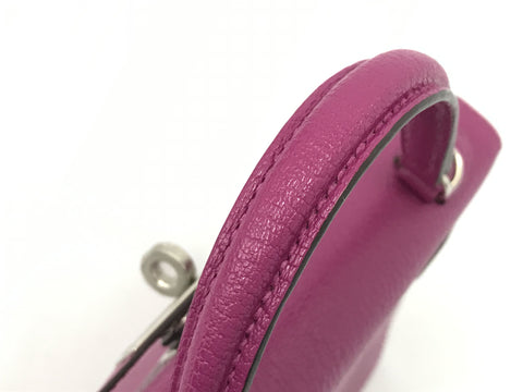 HERMES Kelly Mini Kelly Rose Purple C Engraved Silver Hardware Chevre Handbag