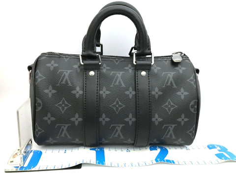 LOUIS VUITTON Monogram Eclipse Keepall Bandouliere 25 Handbag