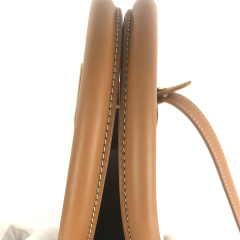 CELINE CELINE Vertical Cover Small Canvas x Leather 2WAY Shoulder Bag Handbag Tan Beige x White Tote Bag