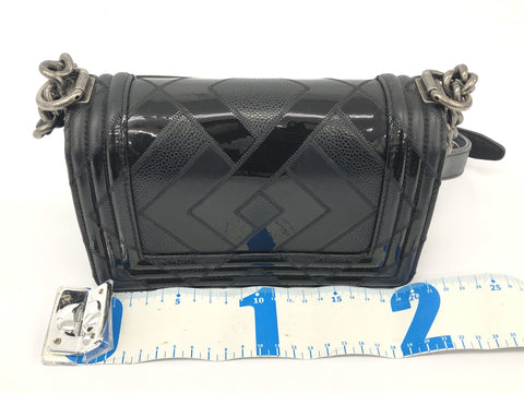 CHANEL lambskin boy lamb patent black SS shoulder bag