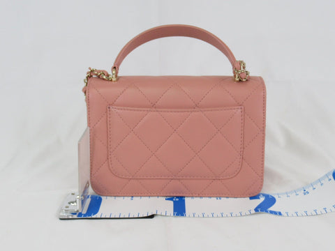 CHANEL lambskin matelasse top handle 2WAY pink handbag