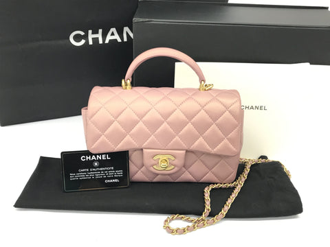CHANEL Top Handle Mini Flap Bag Pink Seal No. 31 Handbag