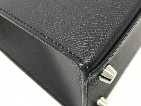 HERMES Kelly Kelly 25 outside stitching Blue Nui silver metal fittings Ebson Y engraving handbag