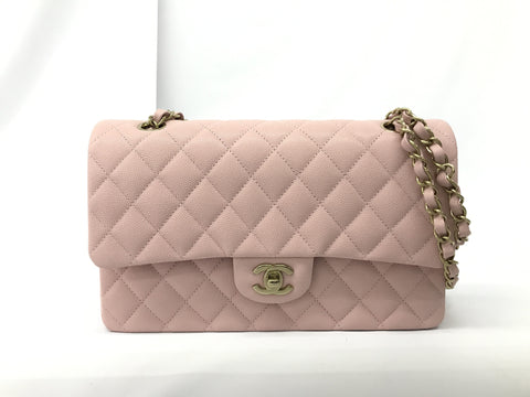 CHANEL Caviar Skin Caviar W Flap 25 Pink GP Hardware Serial Plate Hardware Handbag