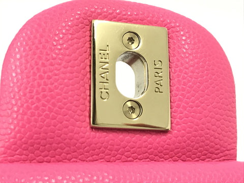 CHANEL caviar skin caviar skin W flap chain pink serial plate existence shoulder bag