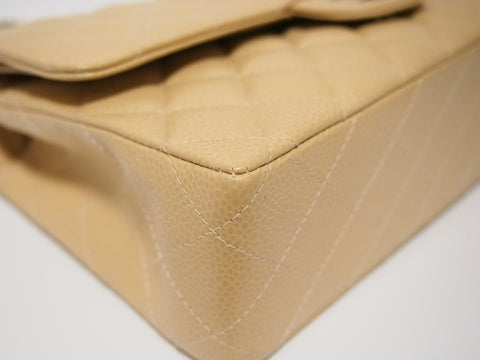 CHANEL Caviar skin W flap beige [with seal] No. 5 shoulder bag