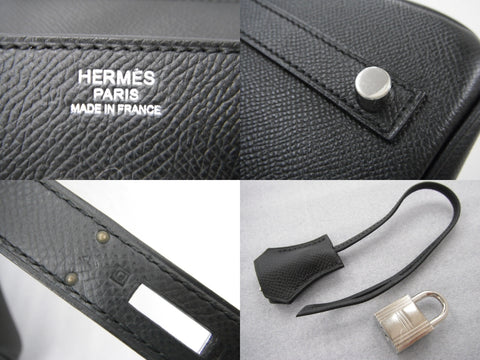 HERMES HERMES Birkin 30 black Epson SV metal fittings Q carved seal handbag handbag