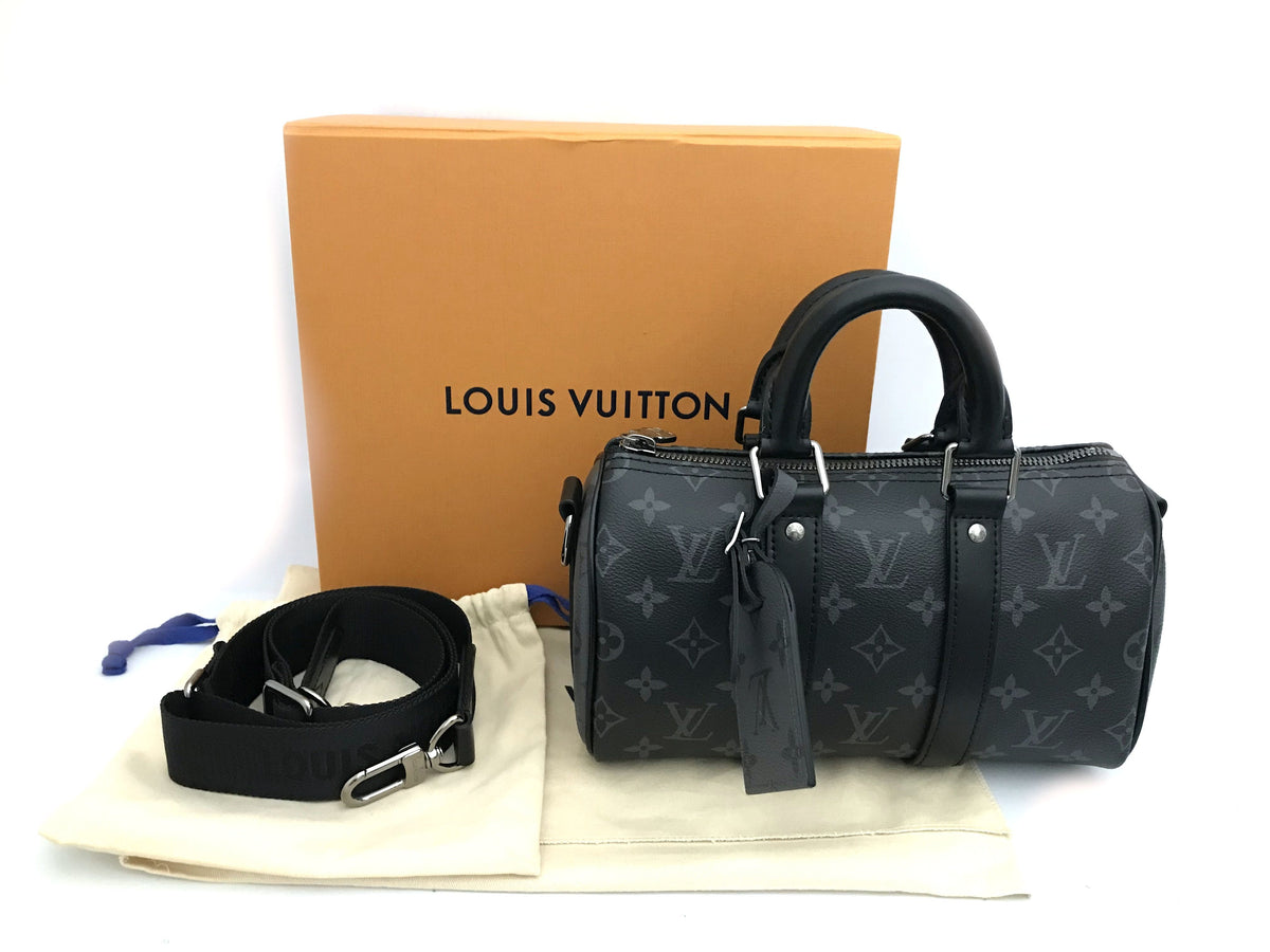 LOUIS VUITTON Monogram Eclipse Keepall Bandouliere 25 Handbag