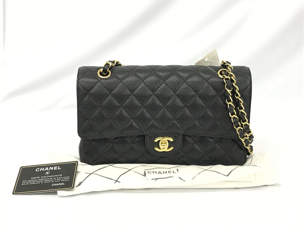 CHANEL Caviar Skin Caviar Skin Matelasse W Flap Shoulder Bag