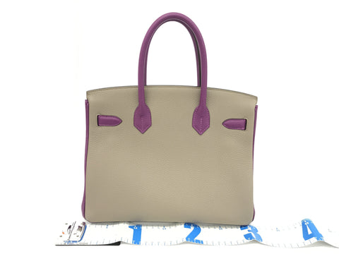 HERMES Birkin Birkin 30 Order Greasephalt Anemone Z Engraved Matte Gold Hardware Handbag