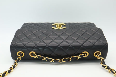 CHANEL Lambskin Big Matrasse 34 W Flap W Chain GD Hardware Black Seal Card 3246181 Shoulder Bag