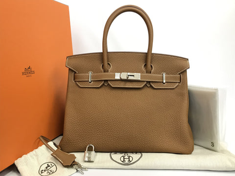 HERMES Birkin Birkin 30 Togo Gold x SV Metal Fittings Q□ Handbag