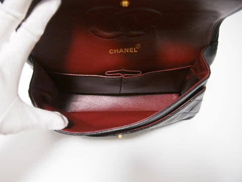 CHANEL lambskin W flap black [with seal card] No. 1 shoulder bag