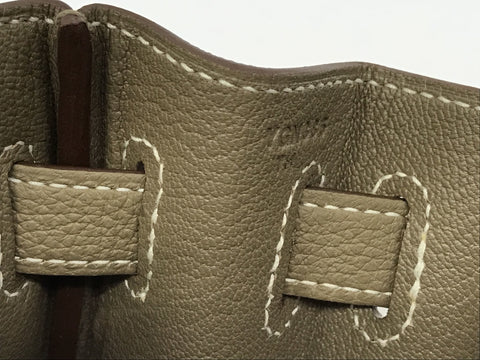 HERMES Kelly Kelly 32 Togo Etoupe SV hardware Y carved handbag