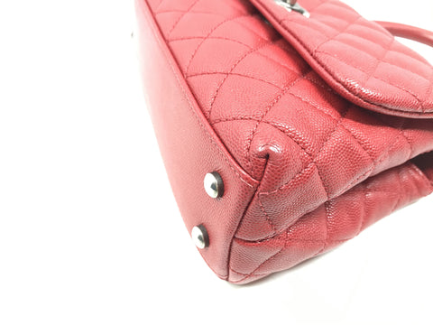 CHANEL Caviar Skin Top Handle Coco Handle XS Caviar Skin Red Handbag