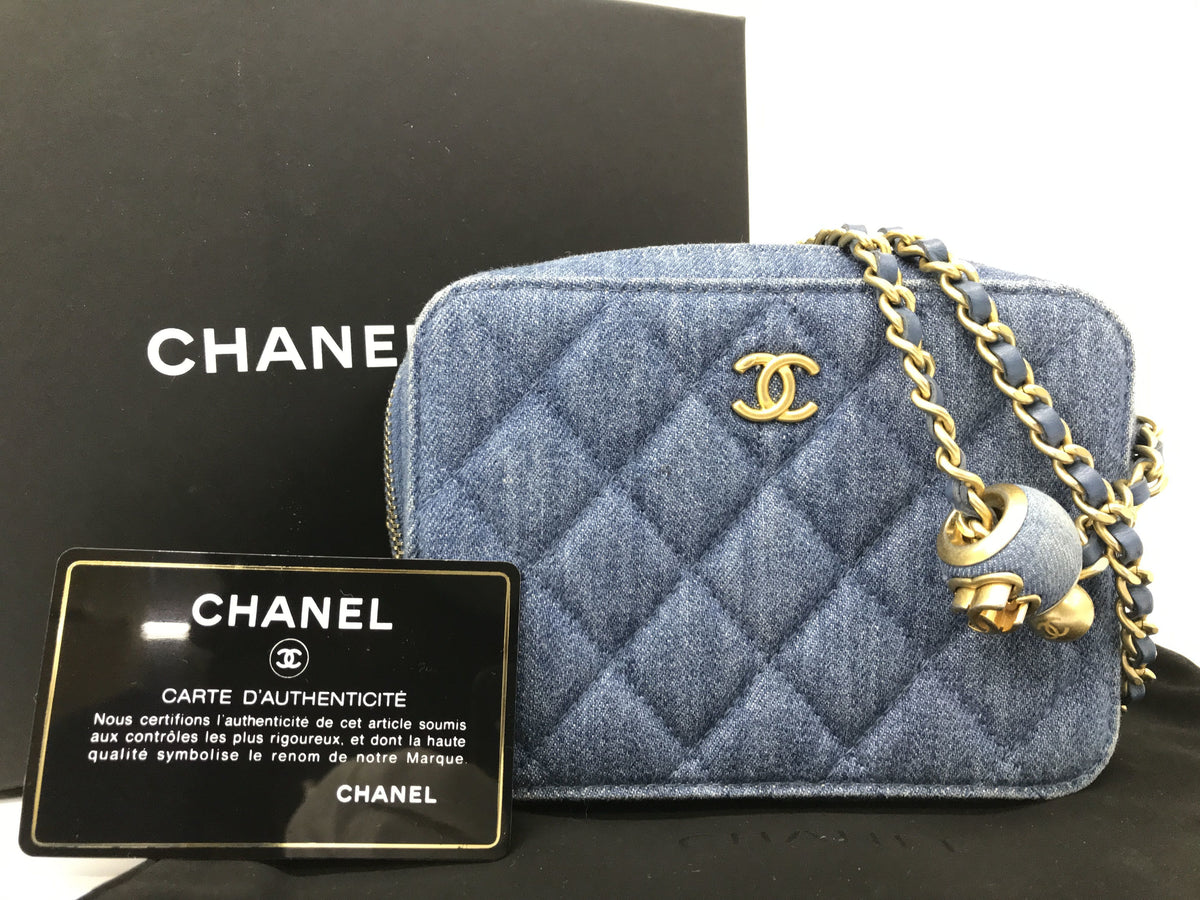 CHANEL denim chain shoulder camera bag shoulder bag