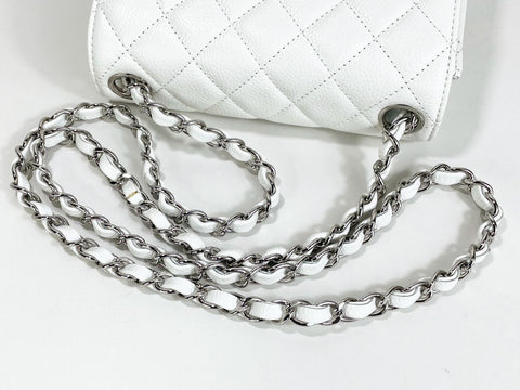 CHANEL mini matrasse caviar skin W17/H13/D7cm approx. 12 tan lock silver hardware shoulder bag with box, booklet, bag, card, gold sticker and seal 12428738 very beautiful shoulder bag