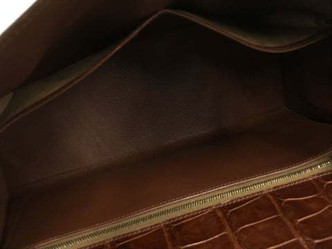 HERMES Kelly Kelly 32 outside stitching brown alligator GP metal fittings handbag