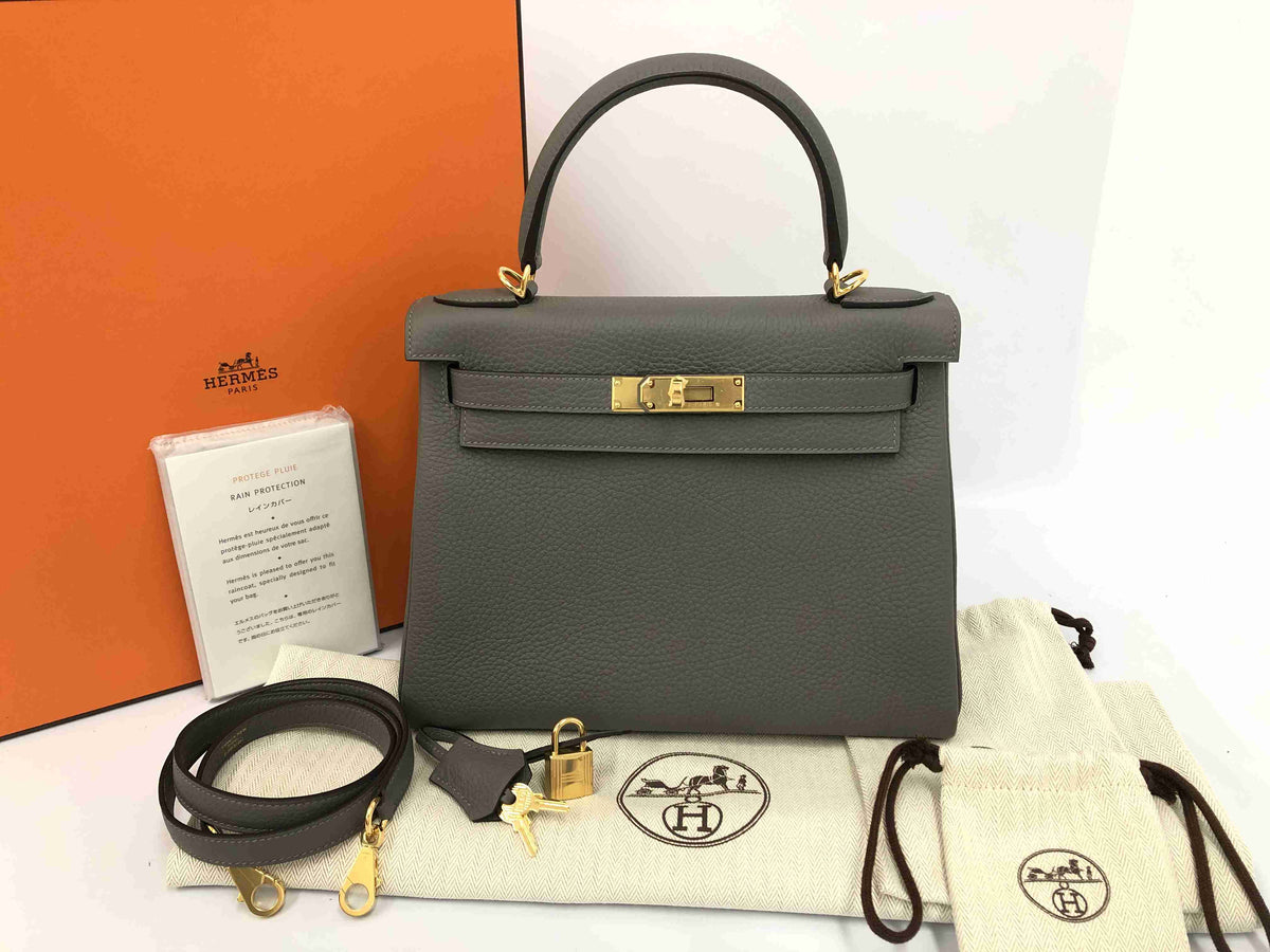 HERMES Kelly Kelly 28 ethane gold hardware Togo U engraving handbag