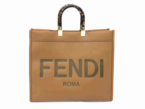 FENDI SUNSHINE LARGE BROWN TOTE BAG