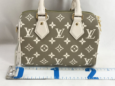 LOUIS VUITTON Monogram Implant Speedy Bandouliere 20 Khaki Handbag