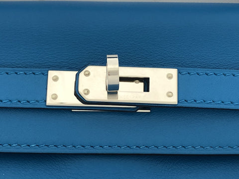 HERMES Kelly Kelly 25 Swift blue system SV metal fittings Y engraving handbag