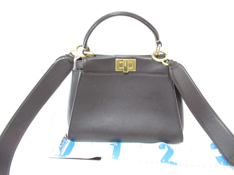 FENDI FENDI/Fendi peekaboo 2way bag black calf leather handbag