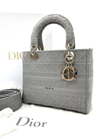 Dior LADY D-LITE medium bag cannage embroidery M0565OREY_M950 unused shoulder bag