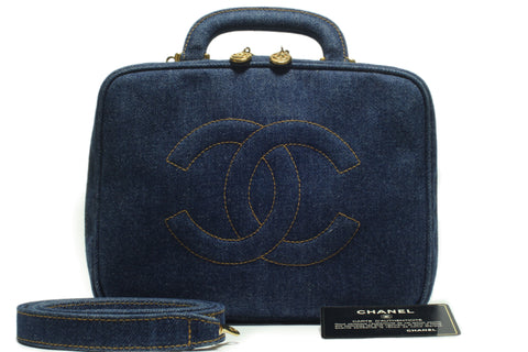 CHANEL Denim Cocomark 2WAY Vanity Bag Pouch No. 4 Seal/Card/Shoulder Strap Available H19/W24/D11 Shoulder Bag