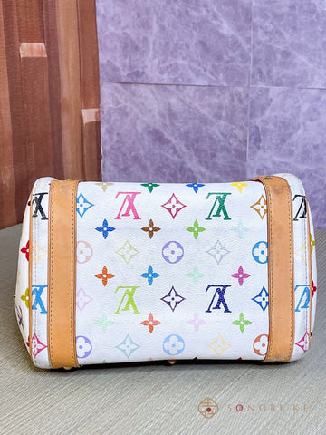 LOUIS VUITTON Priscilla White Multicolor Monogram HandBag M40096 LV 【S】